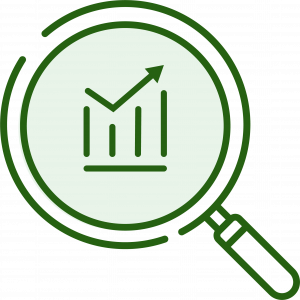 The Market Watch logo featuring an icon of a line graph inside of a magnifying glass.