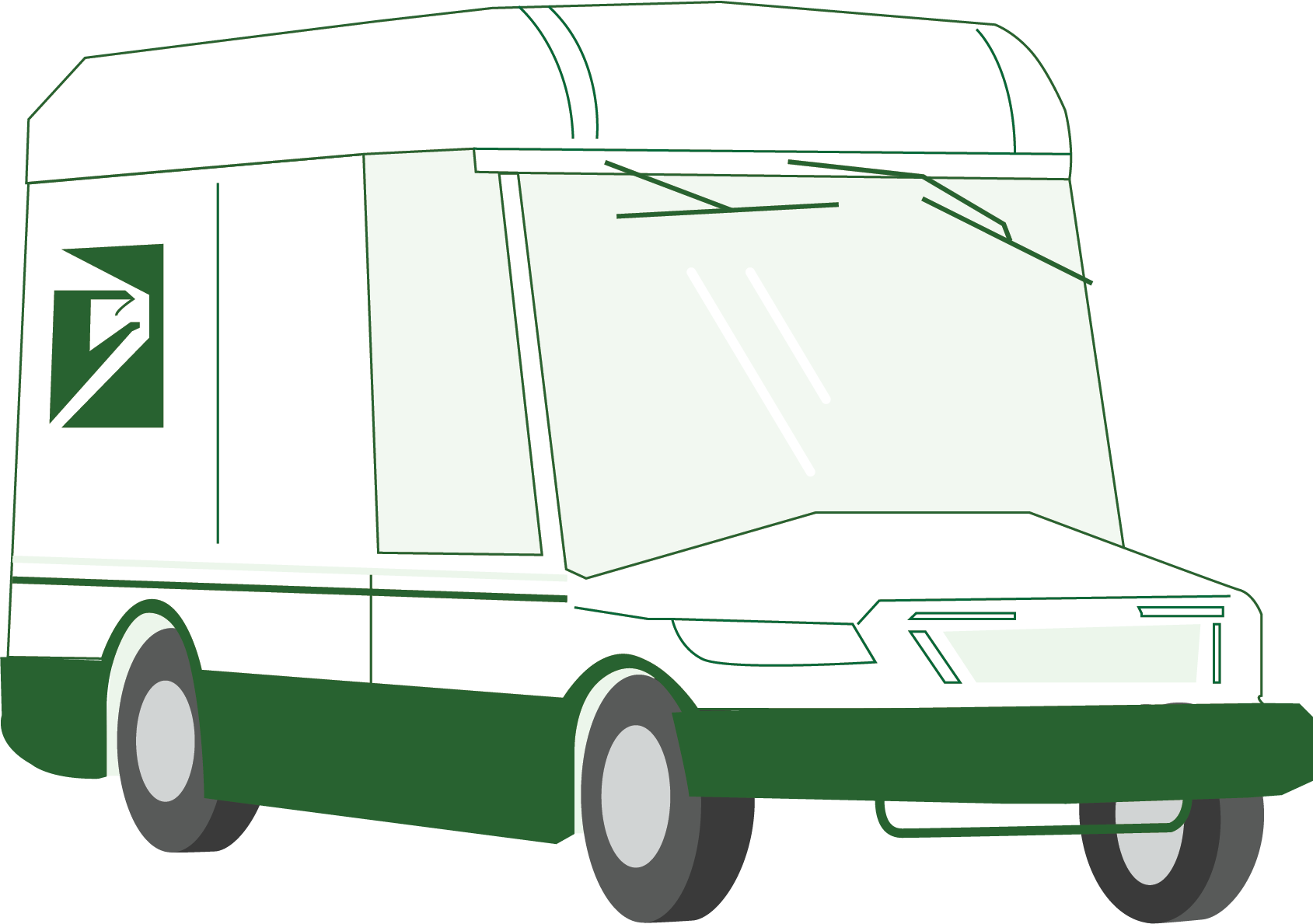 An illustration of one of the Postal Service's new EVs.
