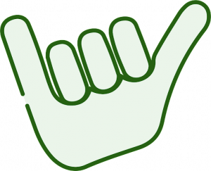 A line illustration of the hang loose hand signal. This week Carmigo is saluting Fellow Drops with a 