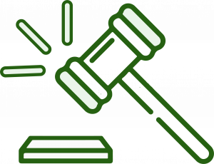 Line illustration of a gavel used in auctions.