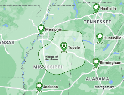 Tupelo is the capital of the middle of nowhere. 