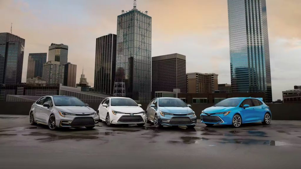 A lineup of available 2022 toyota corolla models