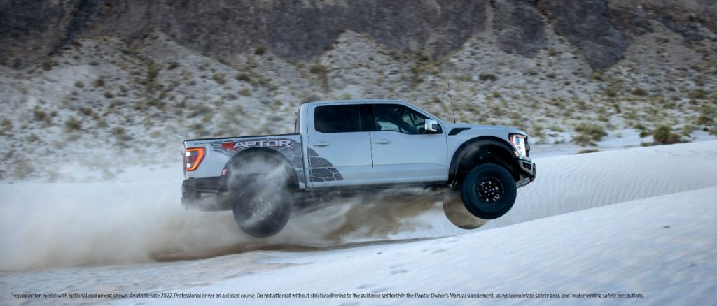 The 2023 Ford F150 Raptor is built for off-road performance.