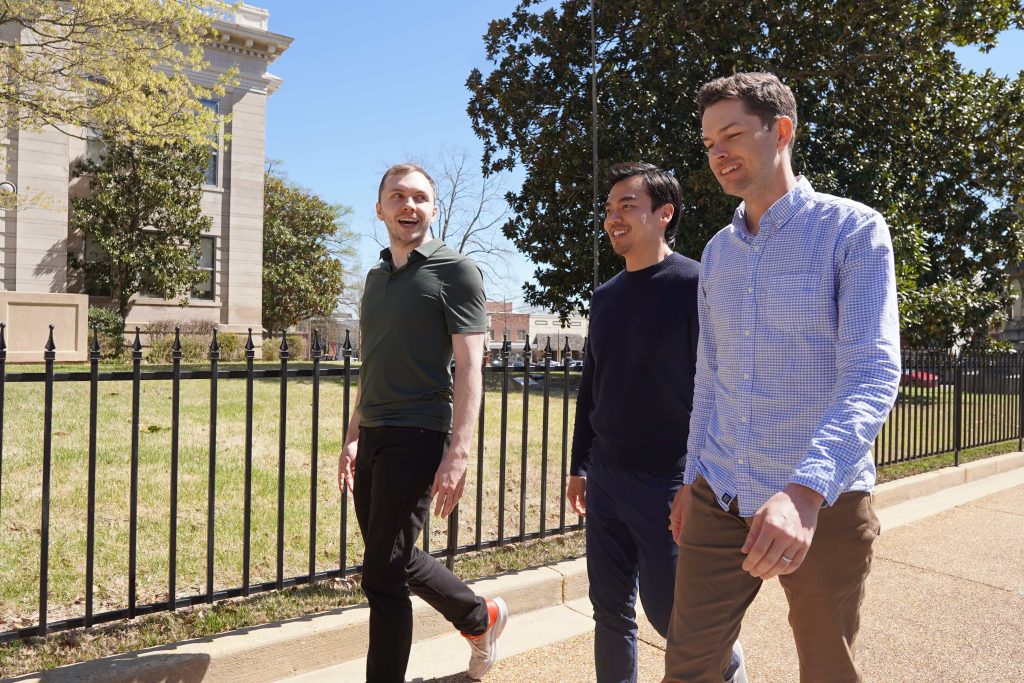 Carmigo co founders (left to right) Sean Peoples, Daniel Kim, and Andrew Warmath. Carmigo is a 2023 Emerging 8 automotive tech-startup.