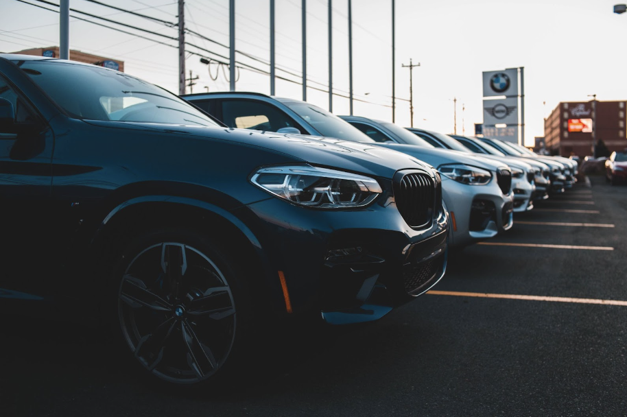 Lineup of Cars at Dealership parking lot