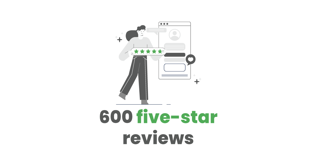 600 5-star reviews